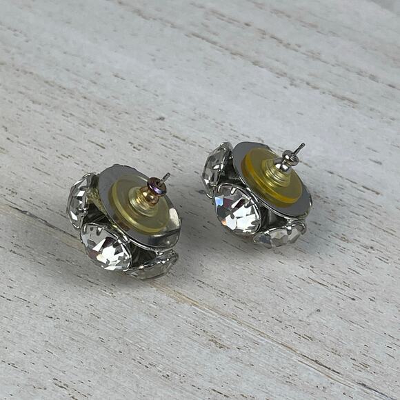 VTG 80’s CC Courtenay Crystal Star Ball Earrings White Clear Rhinestone Vintage - Picture 11 of 16